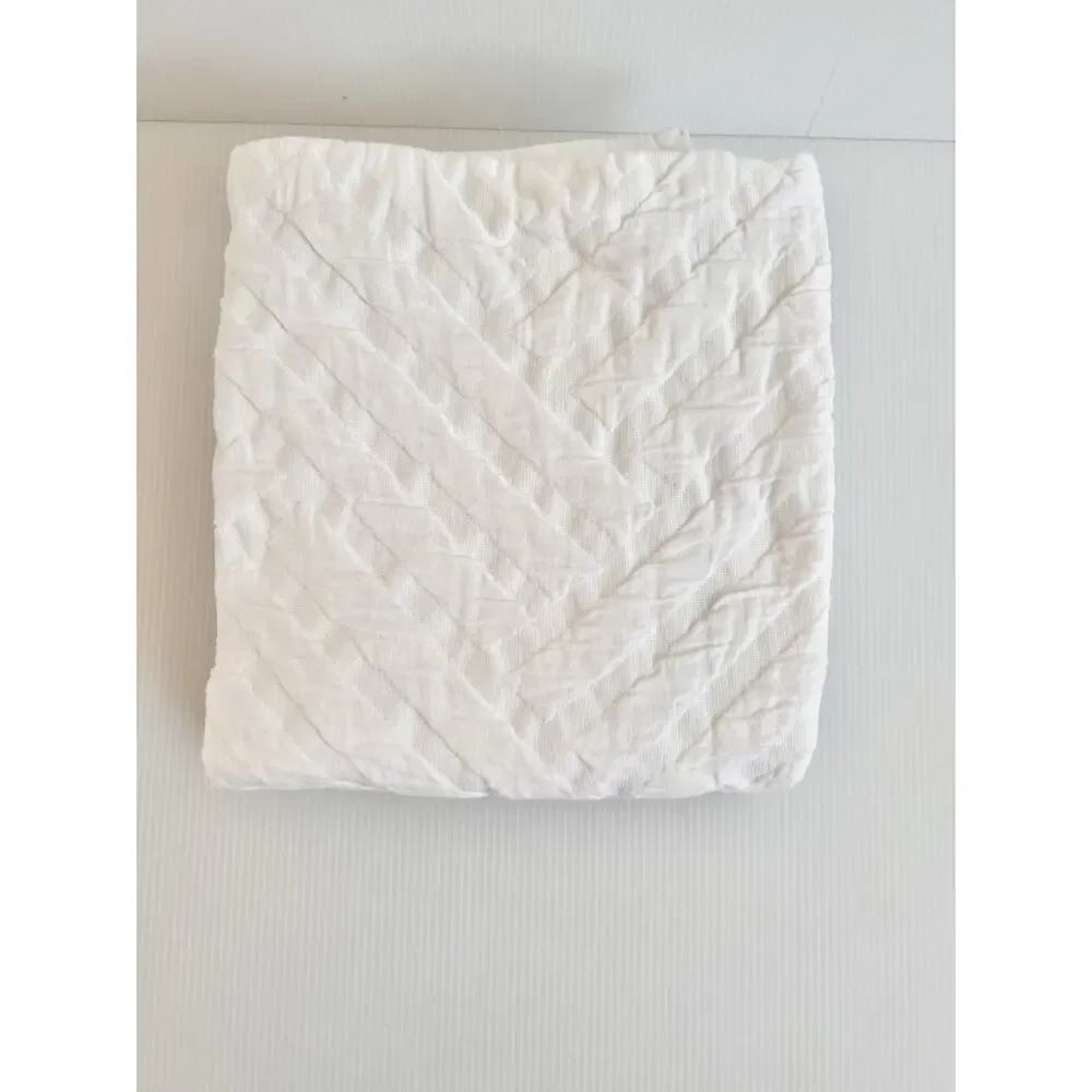 TWO West Elm Parquet Standard Shams Crisp White Decor Sham Geometric Classic